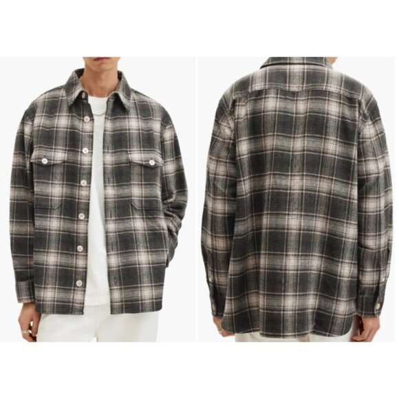AllSaints Hamlin Flannel Plaid overshirt color Brown size 2XL NWT mspr 198